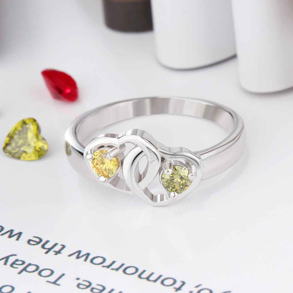 925 Sterling Silver Double Heart Ring