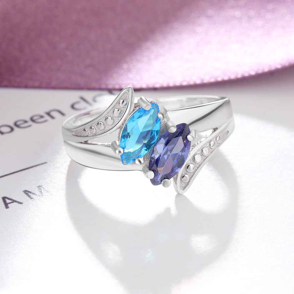 Engraved 925 Sterling Silver Birthstone Ring