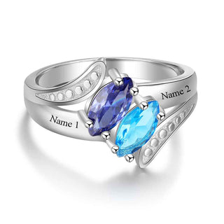 Engraved 925 Sterling Silver Birthstone Ring