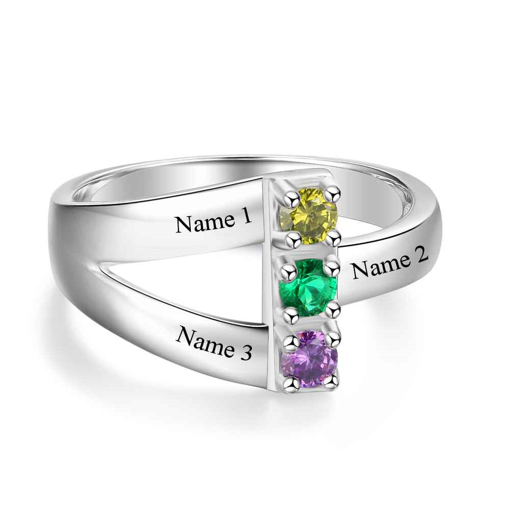 Cubic Zirocnia Ring with Personalized Names