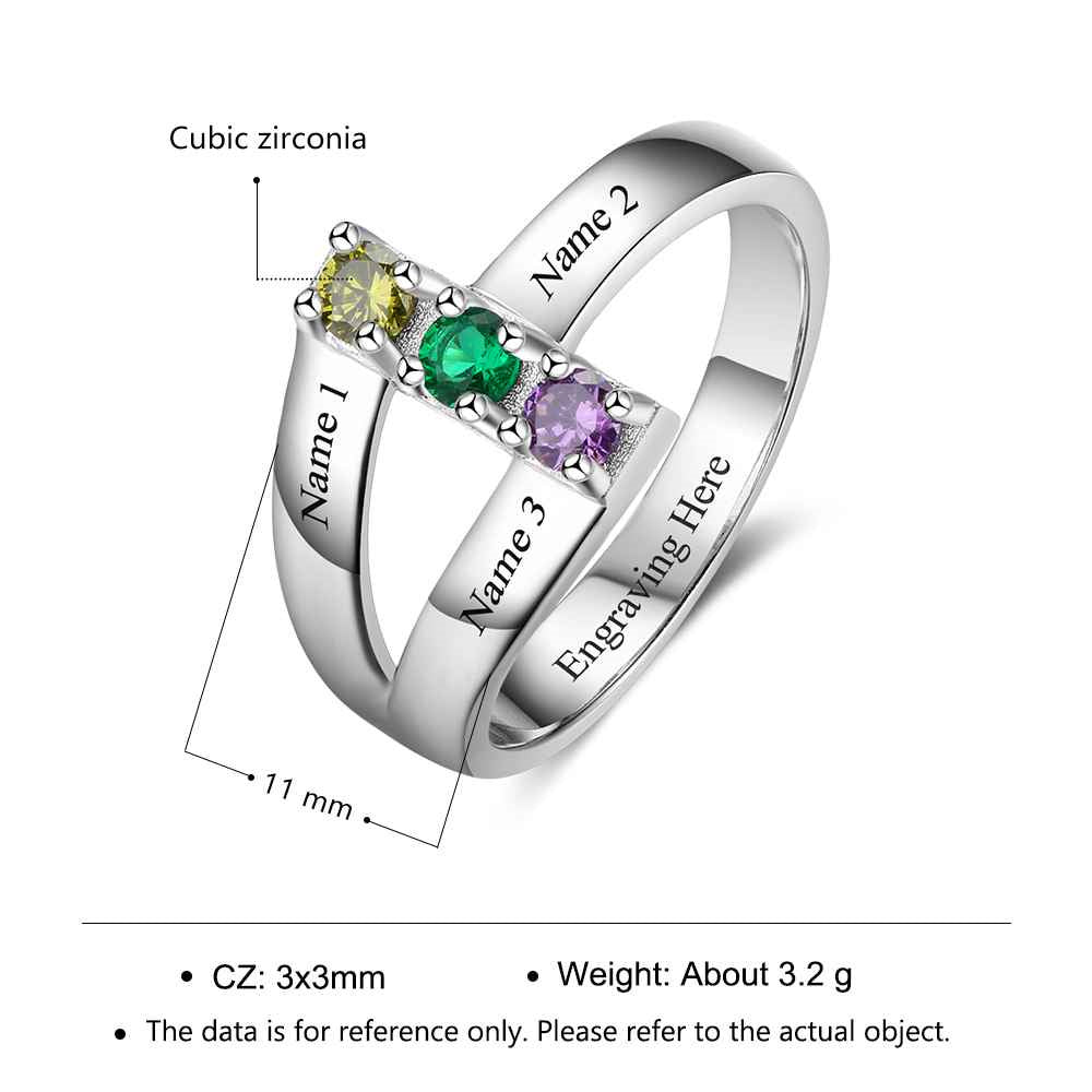 Cubic Zirocnia Ring with Personalized Names
