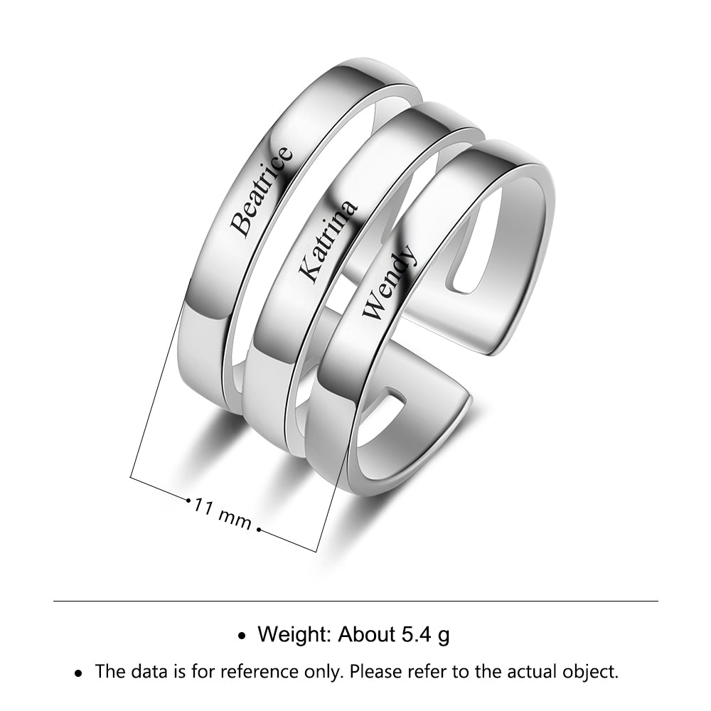Personalized Three Name Ring