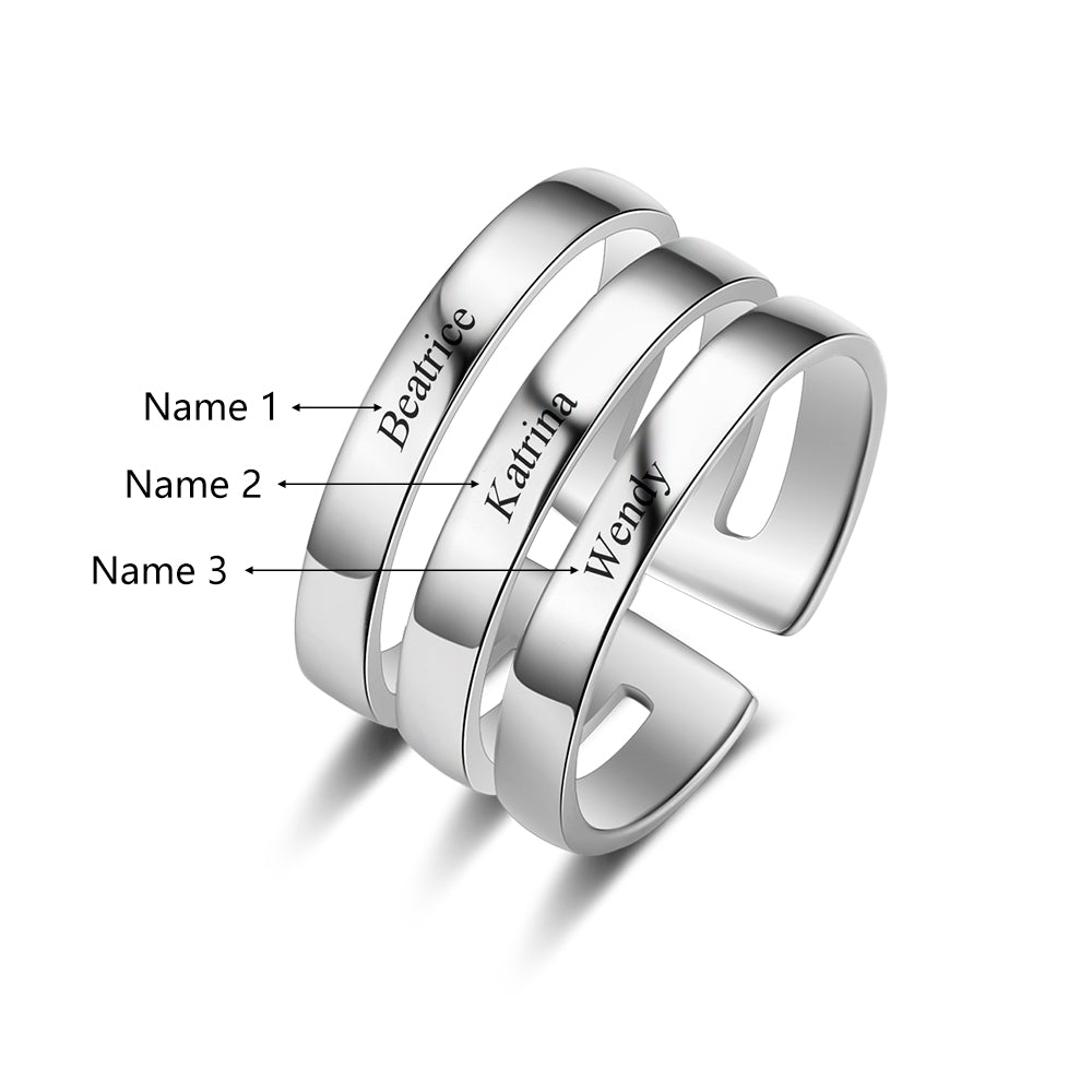 Personalized Three Name Ring