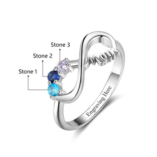 MOM+3 Birthstone MOM Rings