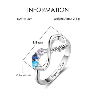 MOM+3 Birthstone MOM Rings