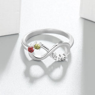 Birthstone & Engraved Sterling Silver Ring