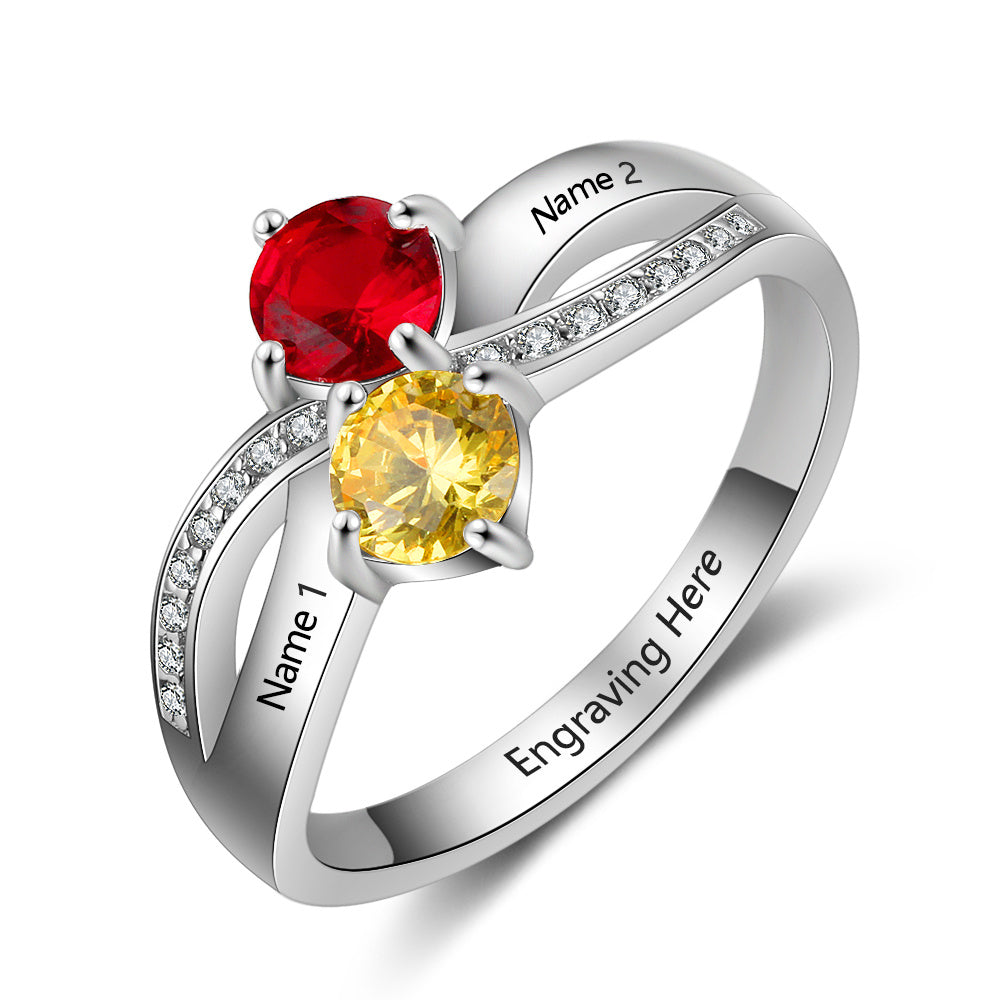 Custom S925 Birthstone Name Rings