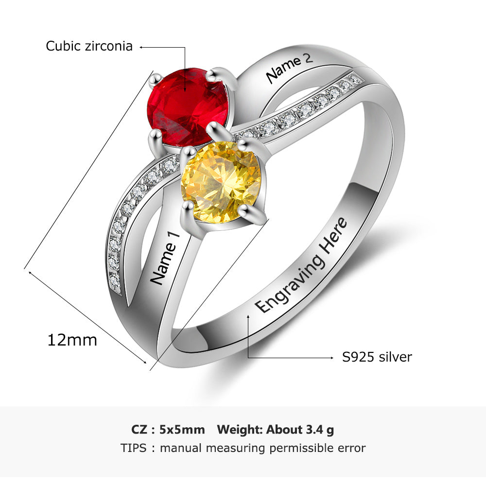Custom S925 Birthstone Name Rings