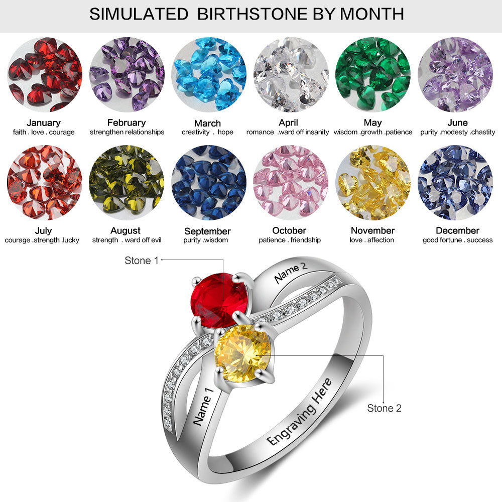 Custom S925 Birthstone Name Rings