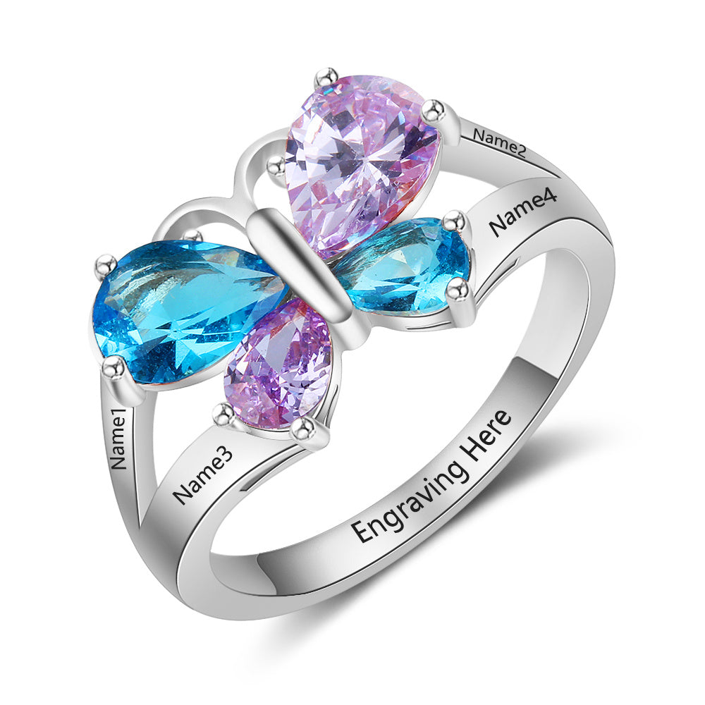 925 Sterling Silver CZ Butterfly Ring