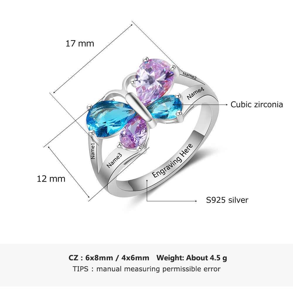 925 Sterling Silver CZ Butterfly Ring