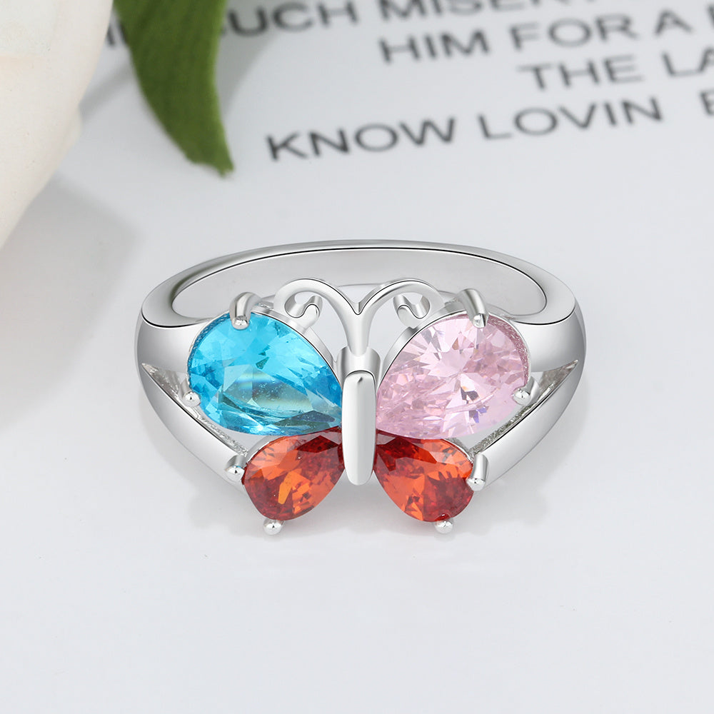 925 Sterling Silver CZ Butterfly Ring