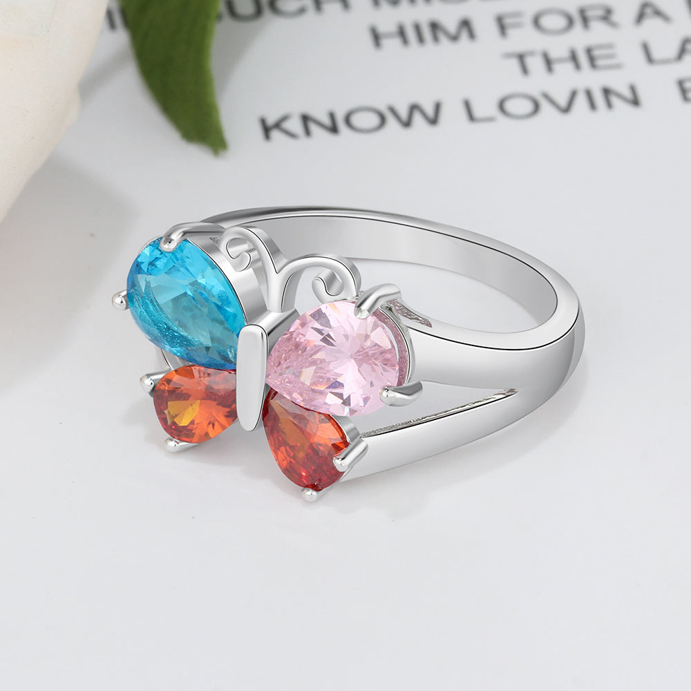 925 Sterling Silver CZ Butterfly Ring