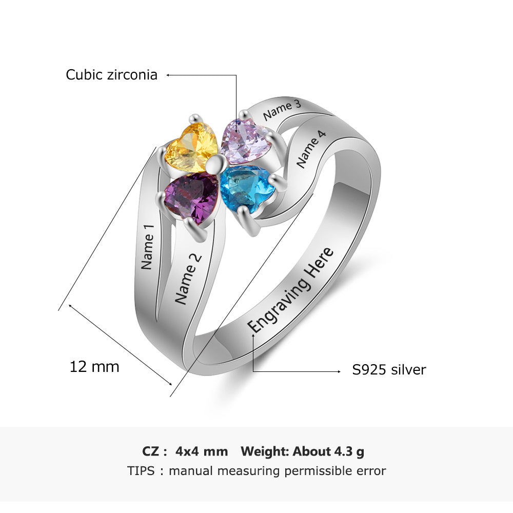 S925 Birthstone Flower Rings