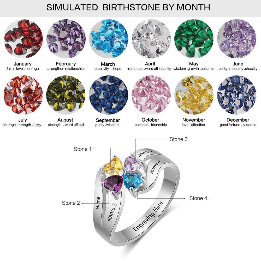 S925 Birthstone Flower Rings