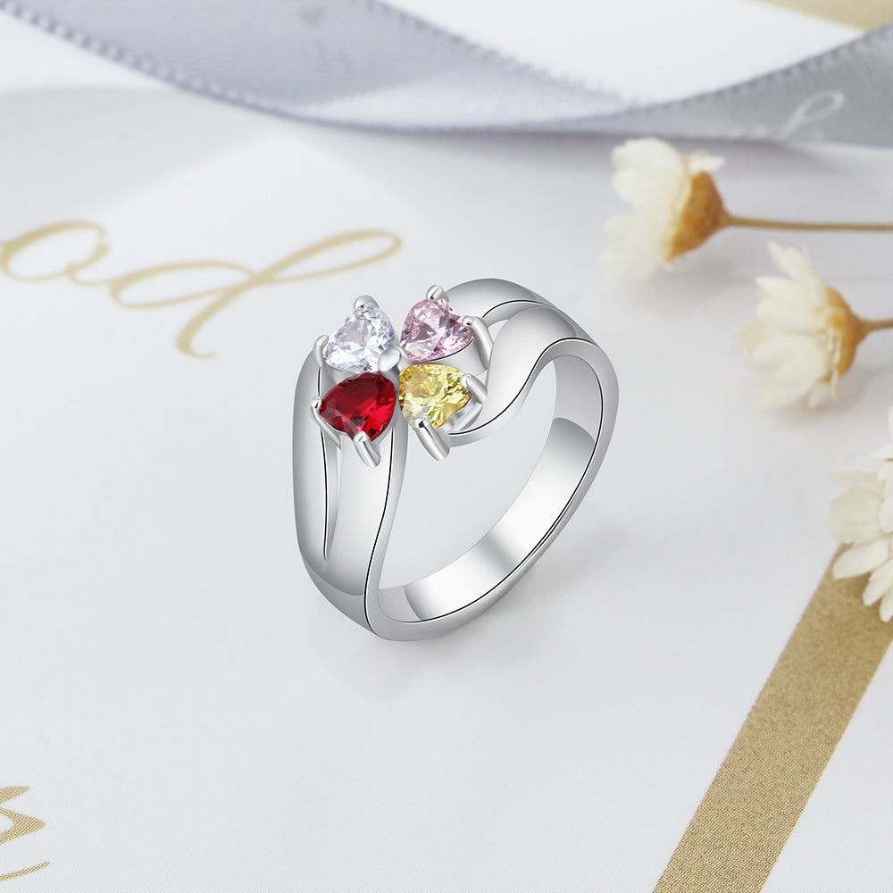 S925 Birthstone Flower Rings