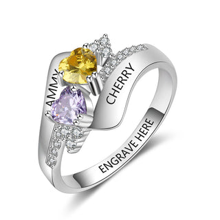S925 Heart Birthstone Rings