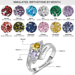 S925 Heart Birthstone Rings