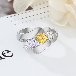 S925 Heart Birthstone Rings