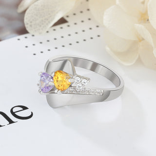 S925 Heart Birthstone Rings