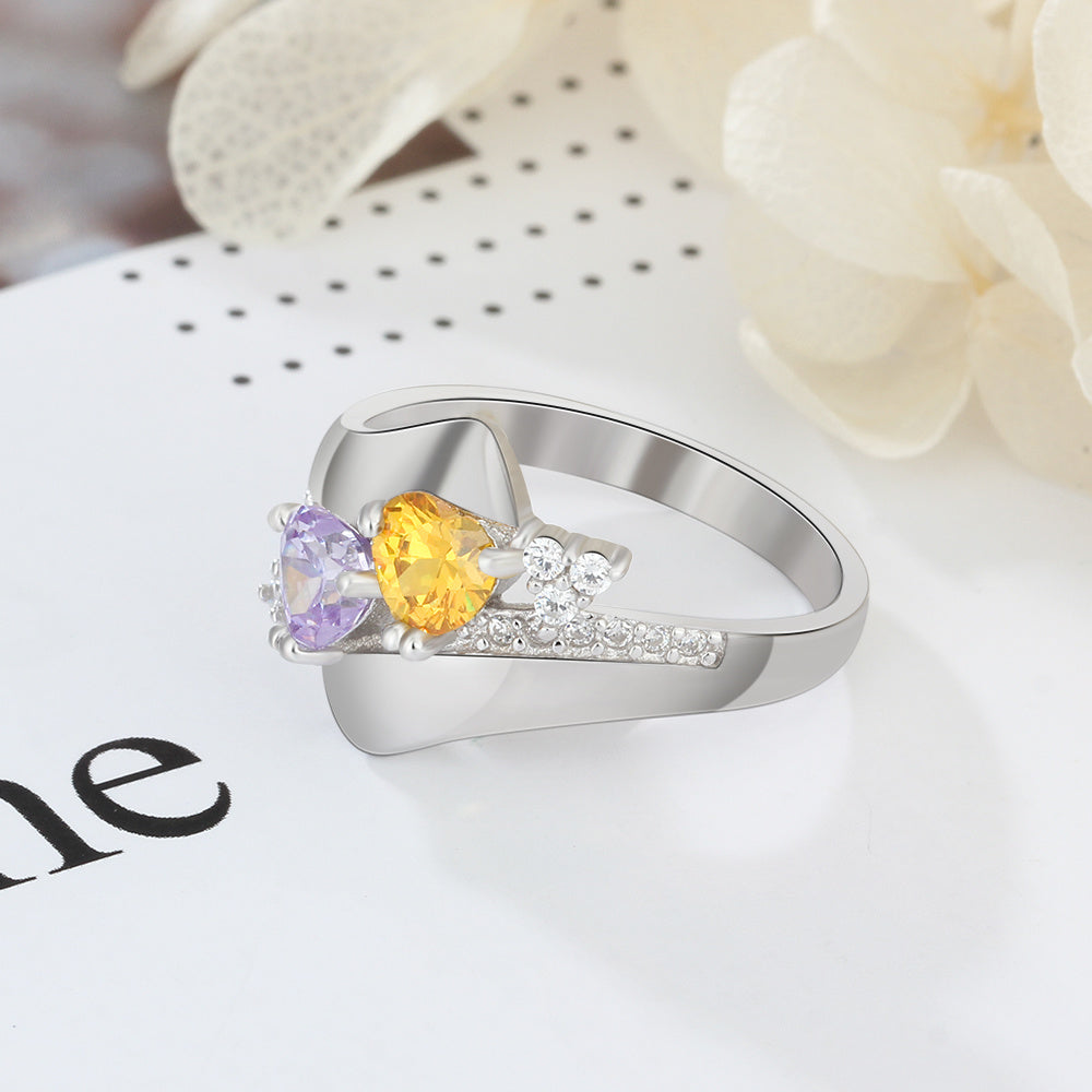 S925 Heart Birthstone Rings