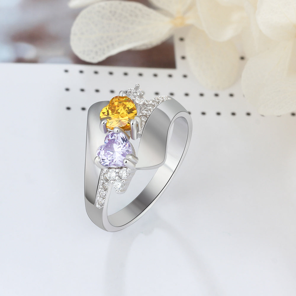 S925 Heart Birthstone Rings