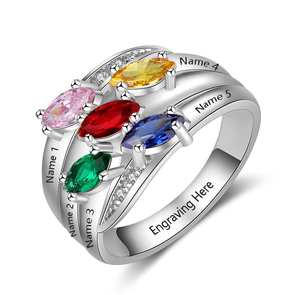 Engraving Names 925 Sterling Silver CZ Ring