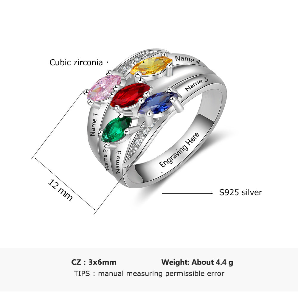 Engraving Names 925 Sterling Silver CZ Ring