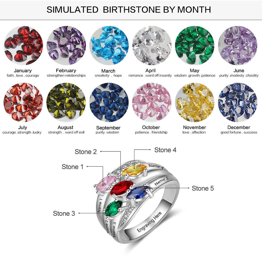 Engraving Names 925 Sterling Silver CZ Ring