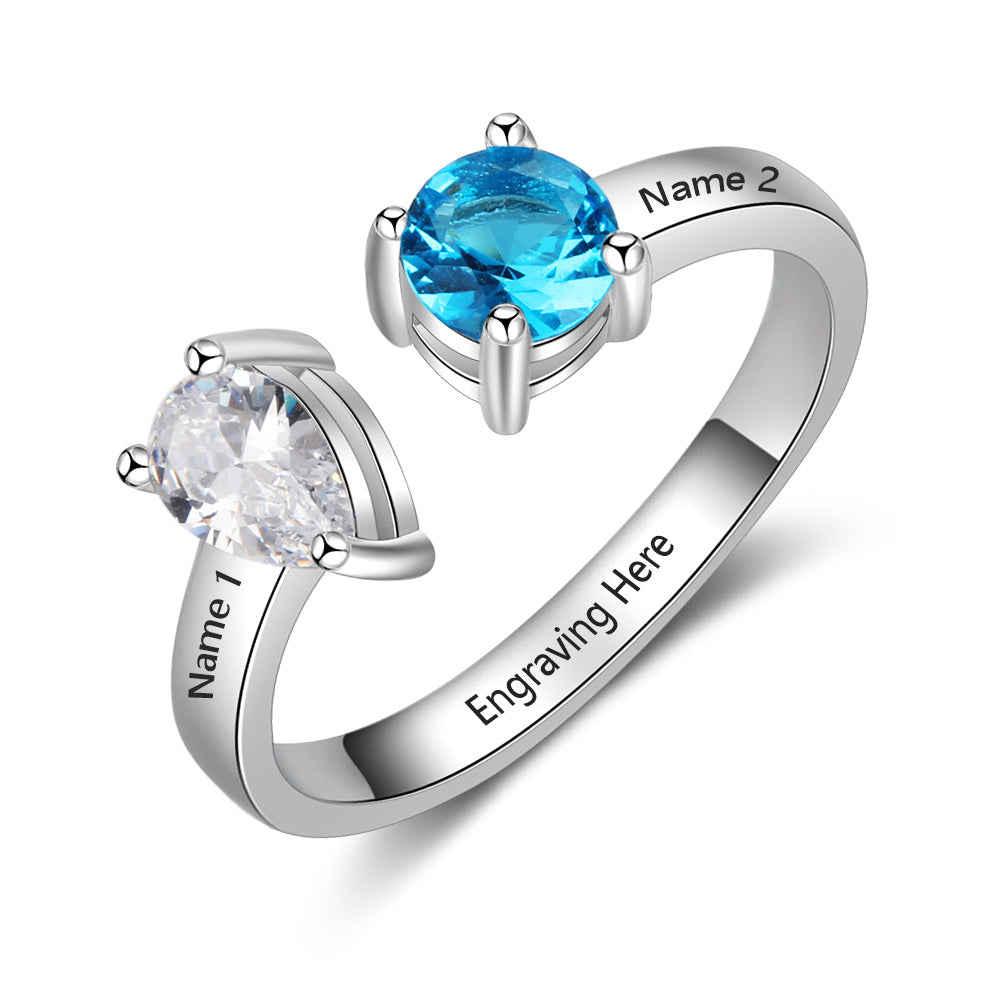 Custom Name 925 Silver Cubic Zircon Ring
