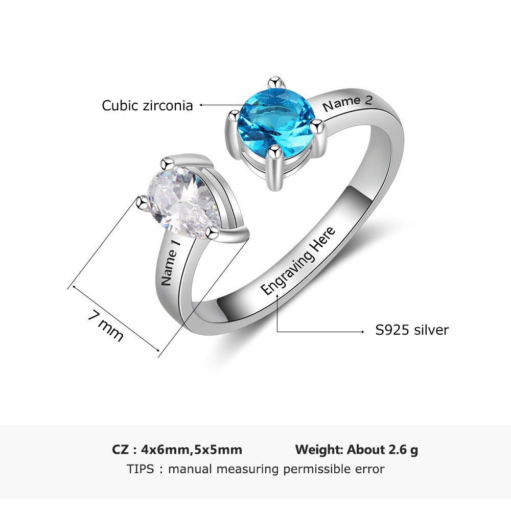 Custom Name 925 Silver Cubic Zircon Ring