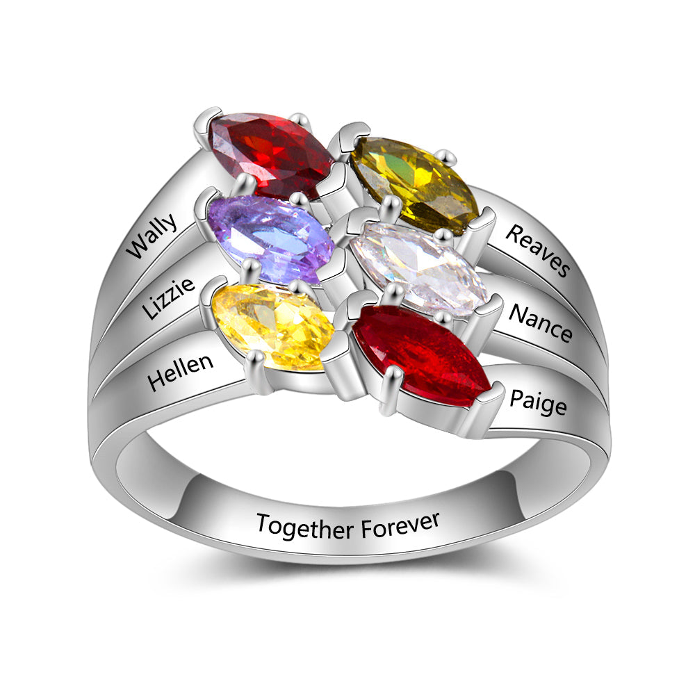 S925 Colordul Birthstone Names Rings