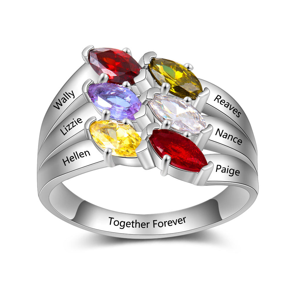 S925 Colordul Birthstone Names Rings