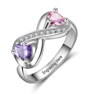 925 Sterling Silver Infinity Rings with Personalized Name