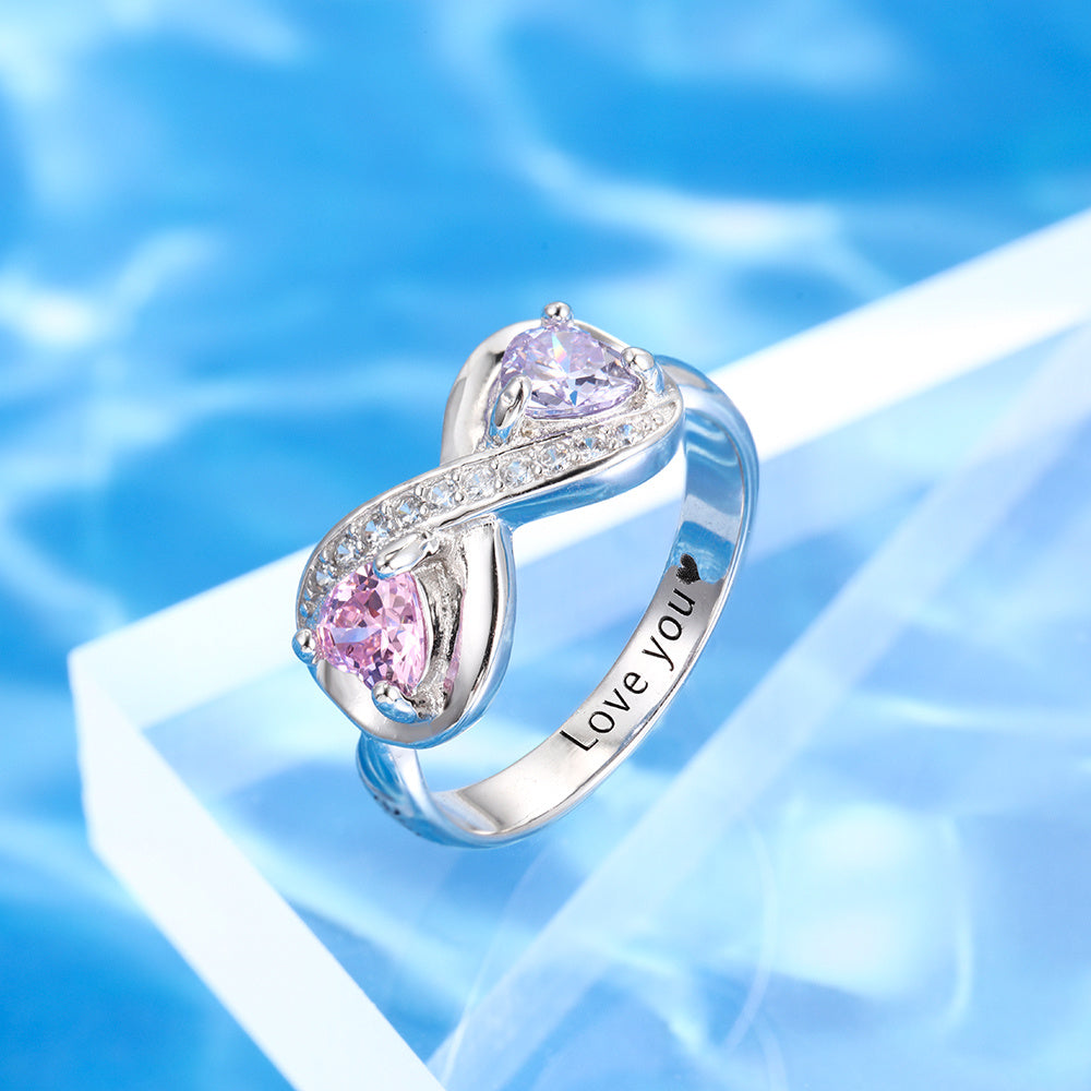 925 Sterling Silver Infinity Rings with Personalized Name