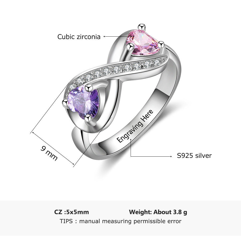 925 Sterling Silver Infinity Rings with Personalized Name