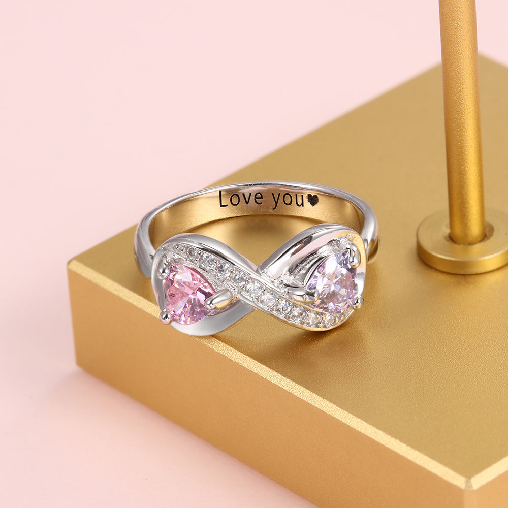 925 Sterling Silver Infinity Rings with Personalized Name