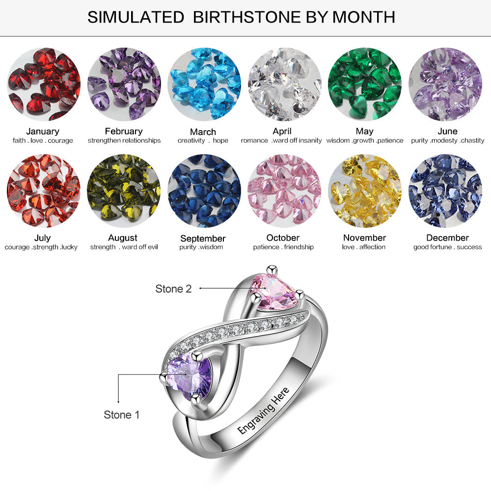 925 Sterling Silver Infinity Rings with Personalized Name