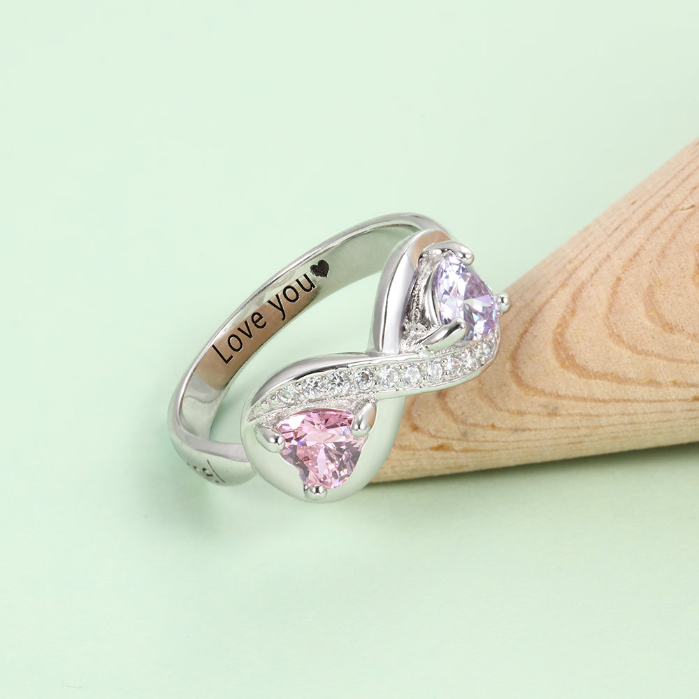 925 Sterling Silver Infinity Rings with Personalized Name
