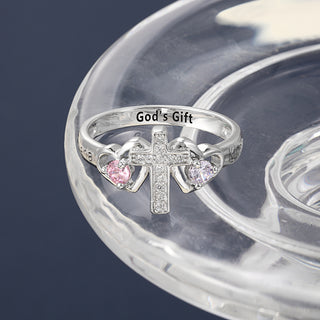 925 Sterling Silver Birthstones Cross Rings