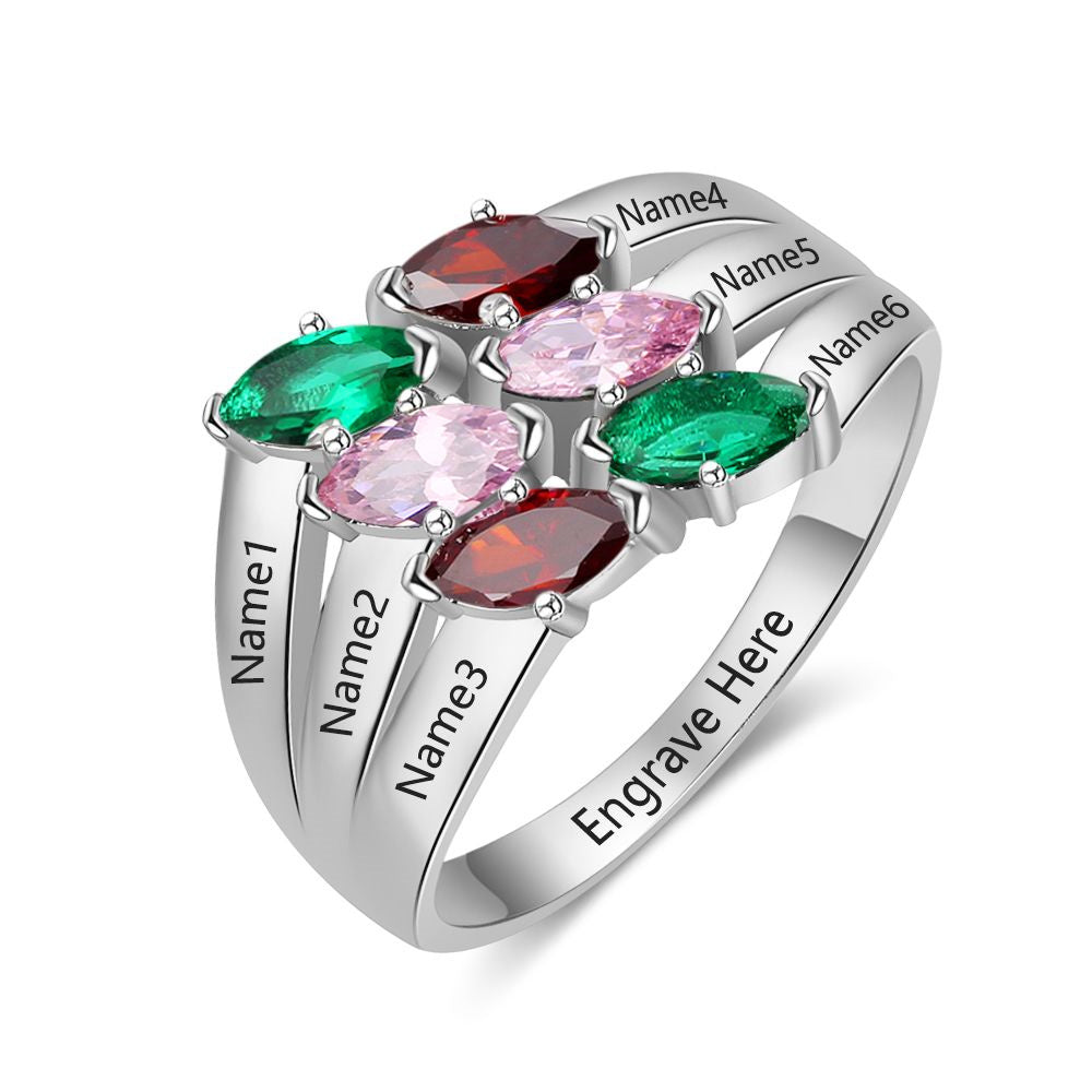S925 Colordul Birthstone Names Rings