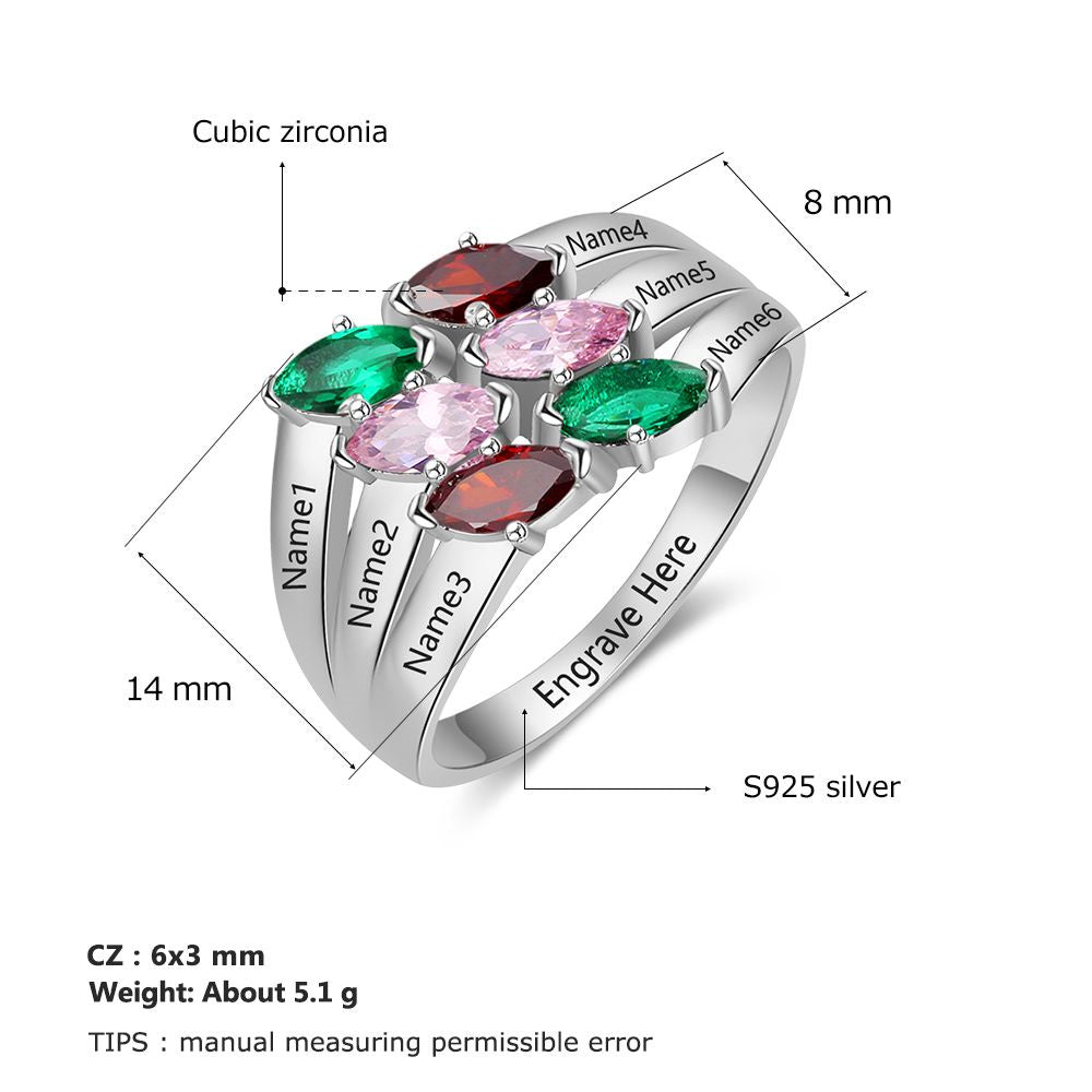 S925 Colordul Birthstone Names Rings