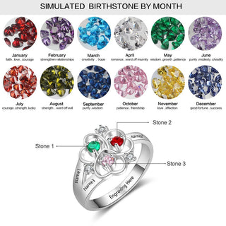Birthstone & Engraved Sterling Silver Ring