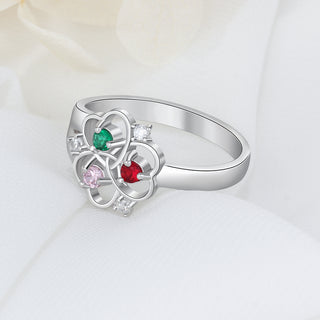 Birthstone & Engraved Sterling Silver Ring