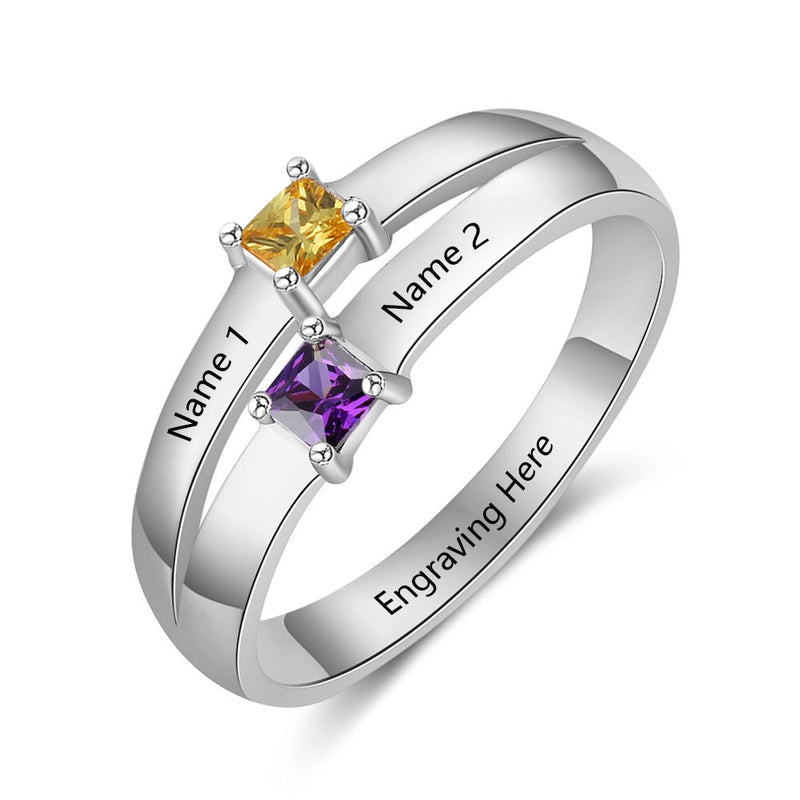 Custom Names 925 Silver Cubic Zirconia Rings
