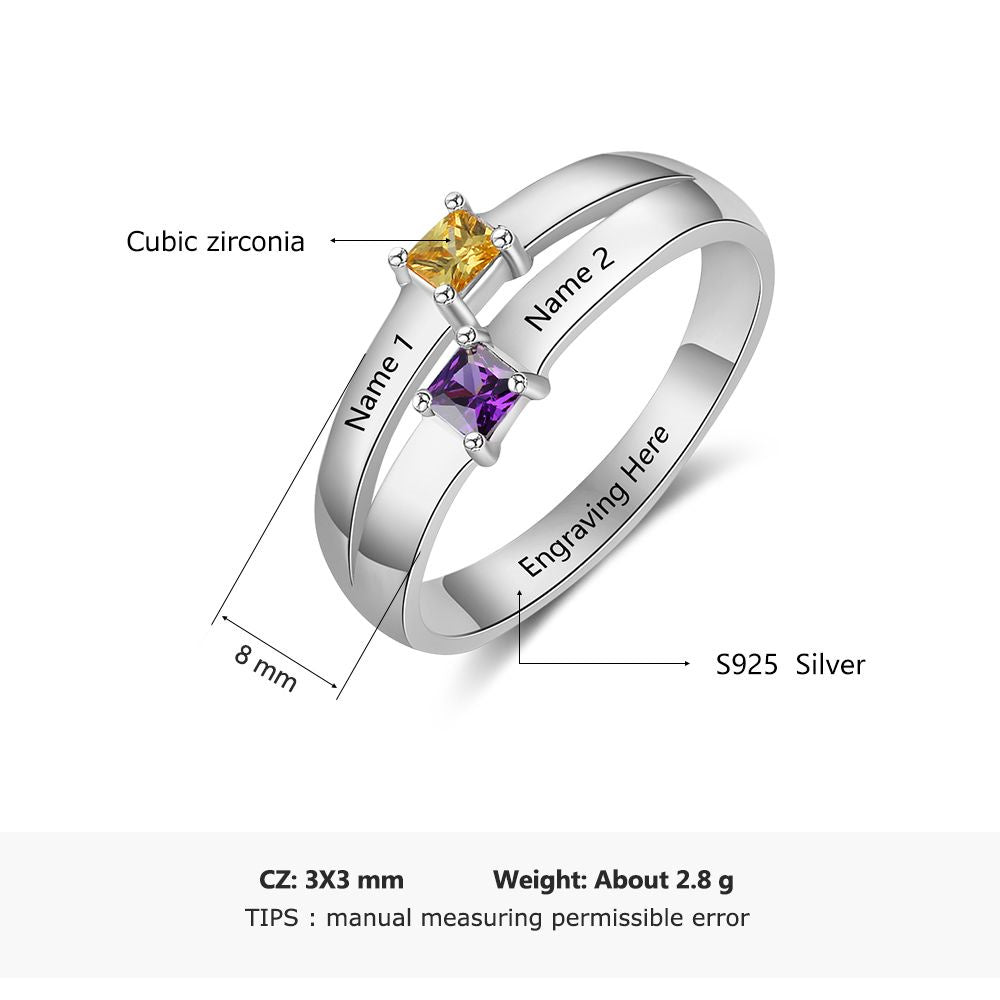 Custom Names 925 Silver Cubic Zirconia Rings