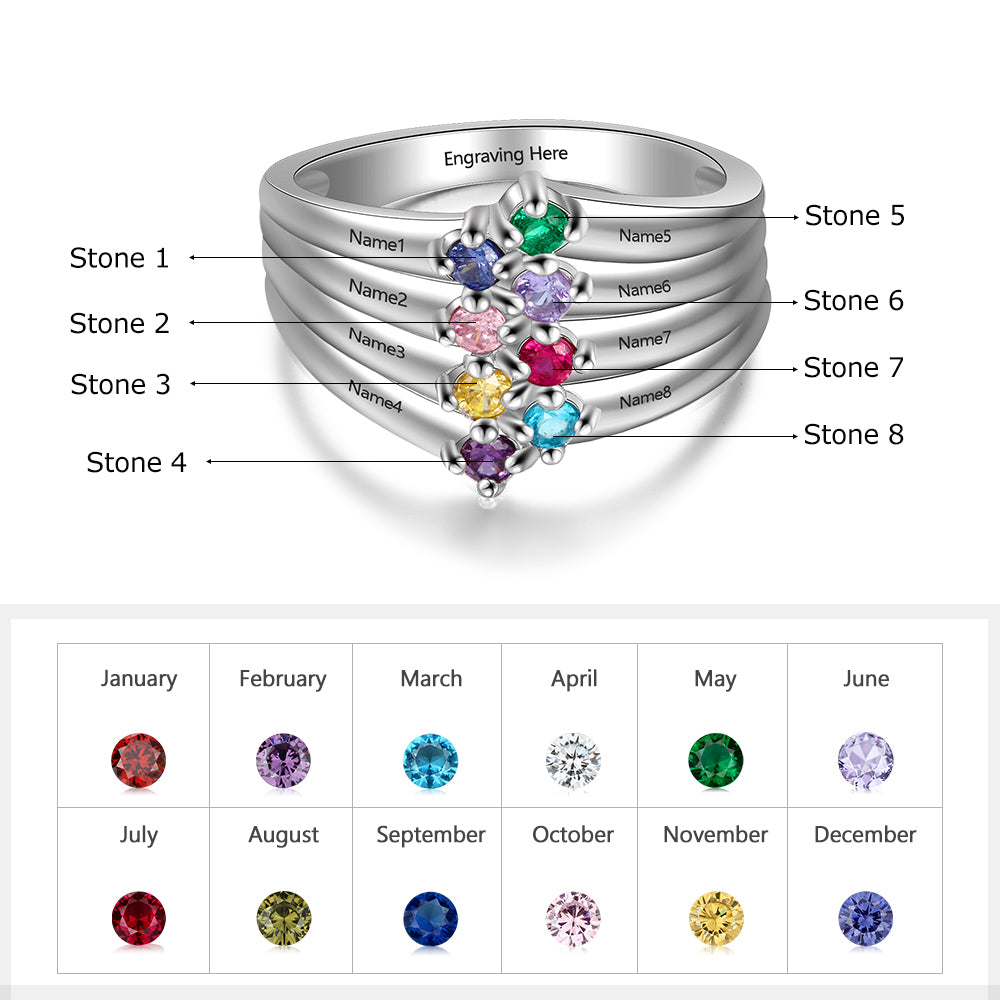 Best Product Birthstone & Engraved Sterling Silver Ring