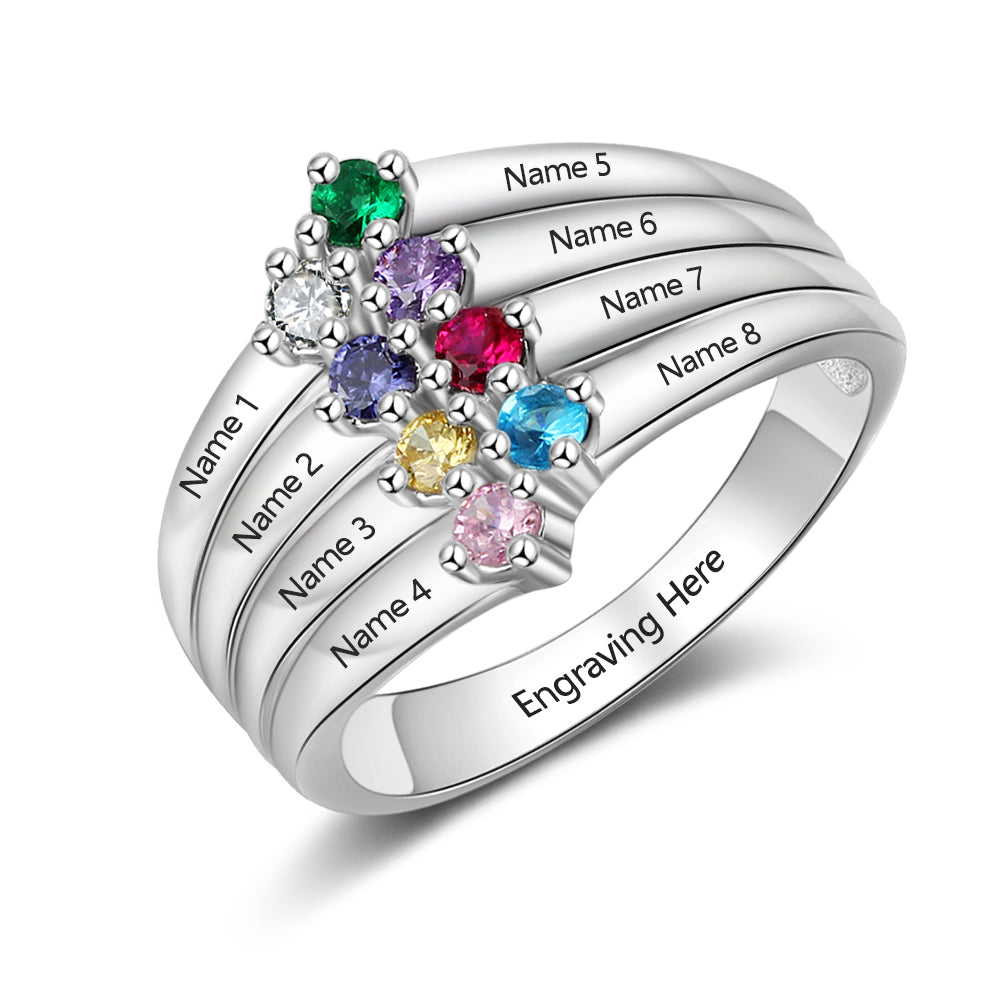 Best Product Birthstone & Engraved Sterling Silver Ring