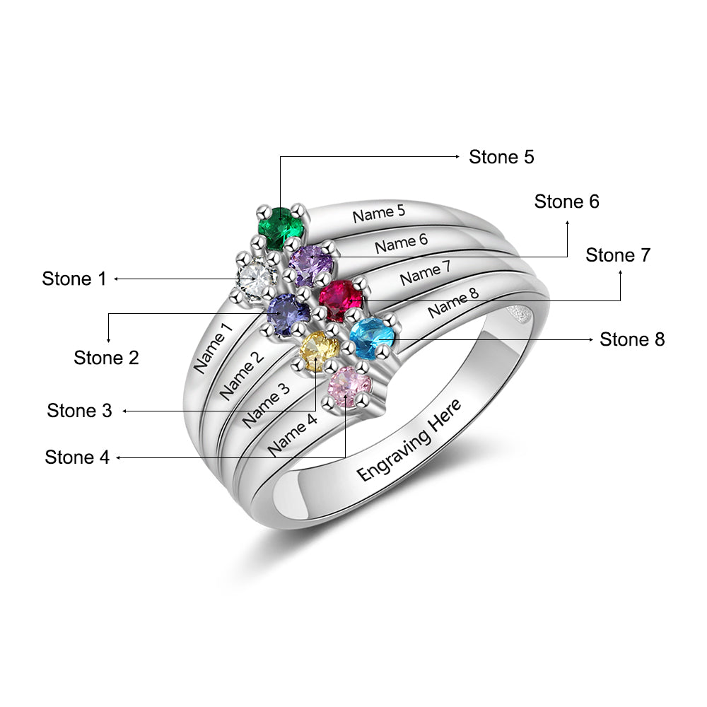 Best Product Birthstone & Engraved Sterling Silver Ring
