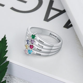 Best Product Birthstone & Engraved Sterling Silver Ring